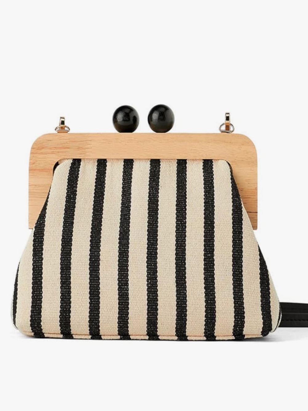 Black & Cream Striped Crossbody Bag